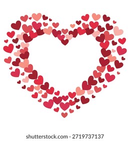Marco del corazón hecho de corazones rojos y rosados Fondo de amor de San Valentín