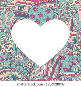 The heart frame on the beautiful painted abstract background