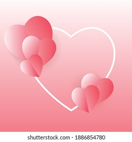 Heart frame on Pink Background in Valentine's Day ,Vector illustration EPS 10