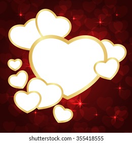 heart frame on red bokeh background.vector illustration