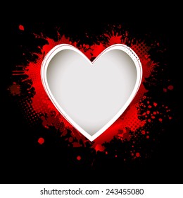 Heart frame paint stains. Vector
