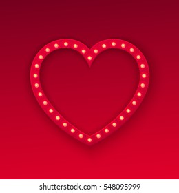Heart frame retro light banner. Vector illustration eps 10.