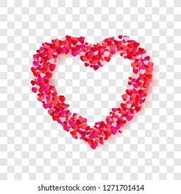 Heart frame. Romantic decoration element for Mothers Day or Valentines Day or Womens Day. Vector illustration isolated on transparent background