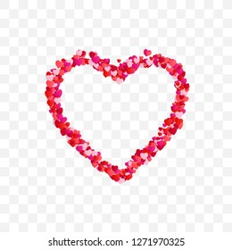 Heart frame. Romantic decoration element. Valentine card decor border. Vector illustration isolated on transparent background