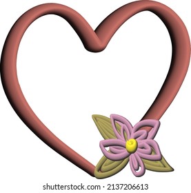 Heart frame shape flower vector. Sweet valentine day element illustration  romance symbol. Design isolate on white background. Love emotional art celebration card.