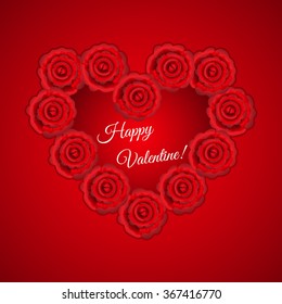 Heart frame shaped red  roses for valentine 