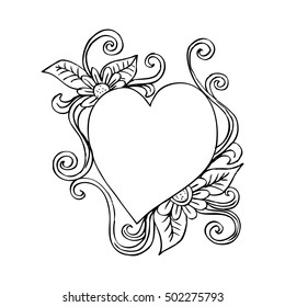 Heart frame. Sketchy style.