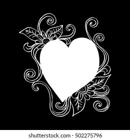 Heart frame. Sketchy style.