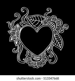 Heart frame. Sketchy style.
