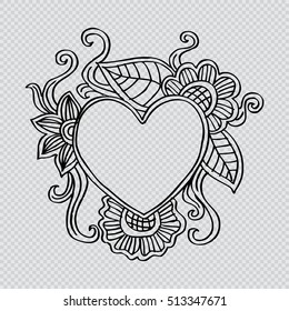 Heart frame. Sketchy style.
