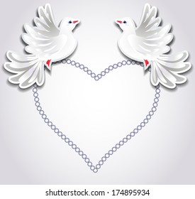 Heart frame and two pigeons