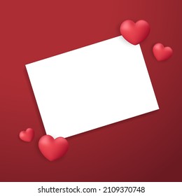 Heart frame. Valentine background with pink hearts. Paper style realistic valentines day card design. free space for text. copy space.