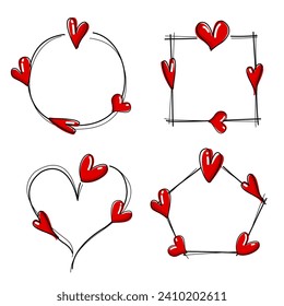 Heart frame, Valentine frame, Valentine Heart frame, Love Romantic Wedding Valentine's Day Decorative frame, vector illustration