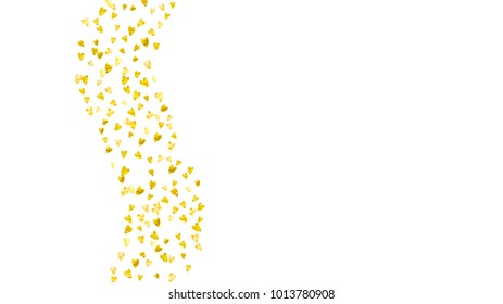 Heart frame for Valentines day with gold glitter. February 14th day. Vector confetti for heart frame template. Grunge hand drawn texture. Love theme for party invite, retail offer and ad.