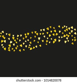 Heart frame for Valentines day with gold glitter. February 14th day. Vector confetti for heart frame template. Grunge hand drawn texture. Love theme for flyer, special business offer, promo.