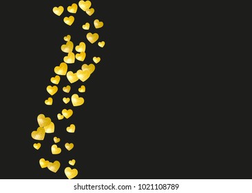Heart frame for Valentines day with gold glitter. February 14th day. Vector confetti for heart frame template. Grunge hand drawn texture. Love theme for flyer, special business offer, promo.