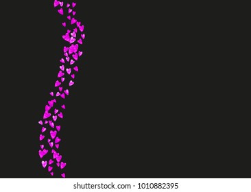 Heart frame for Valentines day with pink glitter. February 14th day. Vector confetti for heart frame template. Grunge hand drawn texture. Love theme for gift coupons, vouchers, ads, events.