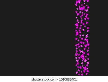Heart frame for Valentines day with pink glitter. February 14th day. Vector confetti for heart frame template. Grunge hand drawn texture. Love theme for flyer, special business offer, promo.