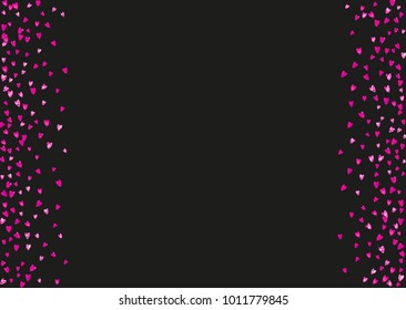 Heart frame for Valentines day with pink glitter. February 14th day. Vector confetti for heart frame template. Grunge hand drawn texture. Love theme for flyer, special business offer, promo.