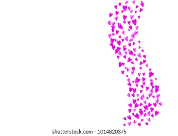Heart frame for Valentines day with pink glitter. February 14th day. Vector confetti for heart frame template. Grunge hand drawn texture. Love theme for flyer, special business offer, promo.