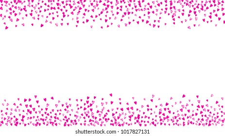 Heart frame for Valentines day with pink glitter. February 14th day. Vector confetti for heart frame template. Grunge hand drawn texture. Love theme for poster, gift certificate, banner.