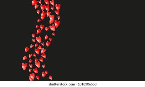 Heart frame for Valentines day with red glitter. February 14th day. Vector confetti for heart frame template. Grunge hand drawn texture. Love theme for party invite, retail offer and ad.