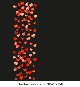 Heart frame for Valentines day with red glitter. February 14th day. Vector confetti for heart frame template. Grunge hand drawn texture. Love theme for flyer, special business offer, promo.