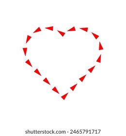 Diseño de borde decorativo de Vector de marco de corazón con espacio vacío para el texto del título. Romántico amor rojo color elegante corazón aislado sobre fondo blanco