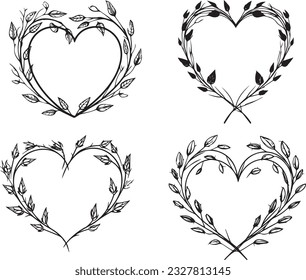 Heart Frame vector leaf images