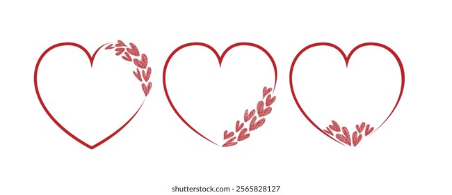 Heart frames , Romantic frames in heart shape, frame with heart pattern design, Valentine's Day decorative frame element , vector illustration