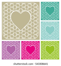 Heart frames set, openwork filigree template for Wedding Bridal, Valentine's day, greeting cards or Birthday Invitations. Decorative lace pattern. Abstract cutout heart panel border for laser cutting