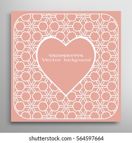 Heart frames set, openwork filigree template for Wedding Bridal, Valentine's day, greeting cards or Birthday Invitations. Decorative lace pattern. Abstract cutout heart panel border for laser cutting