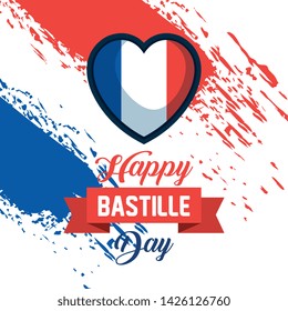 heart france flag with ribbon decoration