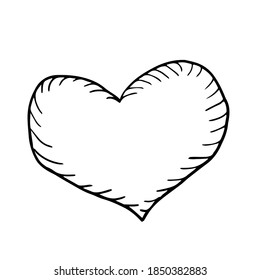 Heart Freehand Line Sketch Hatching Heart Stock Vector Royalty Free