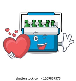 With heart freezer bag mascot cartoon