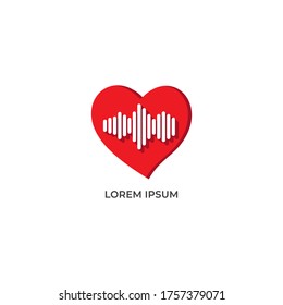 Heart Frequency vector illustration isolated on white background. Love icon with signal frequency design concept. Pictogram logo design template.