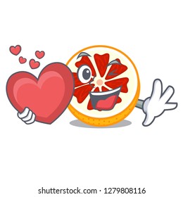 With heart fresh grapefruit fruit in shape character