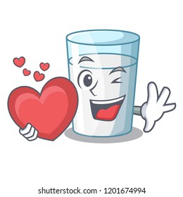 With heart fresh milk glass in cartoon table