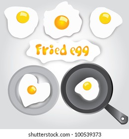 Heart fried egg ,fried egg and fried egg in a frying pan