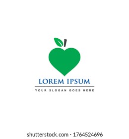 Heart fruit. Healthy food logo , food care logo