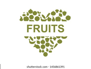 heart with fruits and vegetables