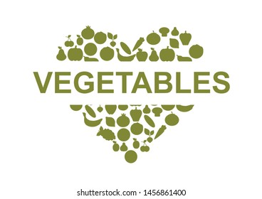 heart with fruits and vegetables