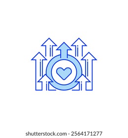 Heart Fundraising Line Icon. linear style sign for mobile concept and web design. Outline vector icon.