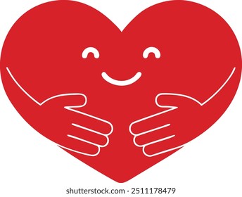 Heart funny cartoon character different pose. Happy valentine's day concept.