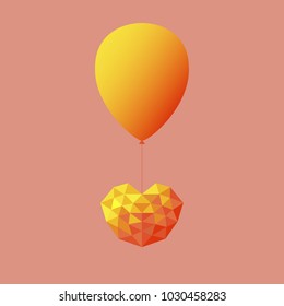 Heart futuristic background is colored triangular illustration. Stylish and beautiful heart futuristic background. Can be used as poster, border, background, wallpaper, card, cover, template