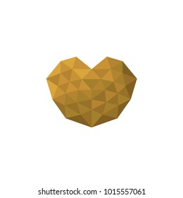 Heart futuristic golden is colored triangular illustration of love vector. Stylish and beautiful heart futuristic golden. Can be used as poster, border, background, card, cover, wallpaper, template