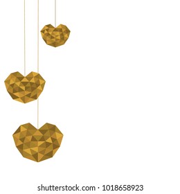 Heart futuristic golden is colored triangular illustration of love vector. Stylish and beautiful heart futuristic golden. Can be used as poster, border, background, card, cover, wallpaper, template