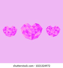 Heart futuristic isolated is colored triangular illustration of love vector. Stylish & beautiful heart futuristic isolated. Can be used as poster, border, background, wallpaper, card, cover, template