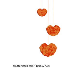 Heart futuristic orange is colored triangular illustration of love vector. Stylish and beautiful heart futuristic orange. Can be used as poster, border, background, card, cover, wallpaper, template