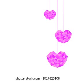 Heart futuristic pink is colored triangular illustration of love vector. Stylish and beautiful heart futuristic pink. Can be used as poster, border, background, card, cover, wallpaper, template